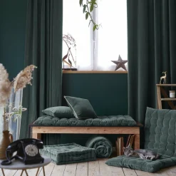 Coussin De Sol|EMINZA Coussin de sol carré velours de coton (50 x 50 cm) Victor Gris ardoise