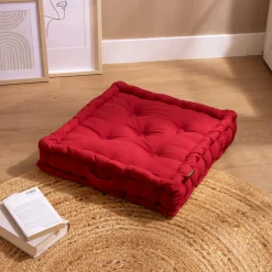 Coussin De Sol|EMINZA Coussin de sol coton (50 x 50 cm) Pixel Rouge