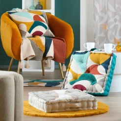 Coussin De Sol|STOF Coussin de sol coton (45 x 45 cm) Blokken Gris