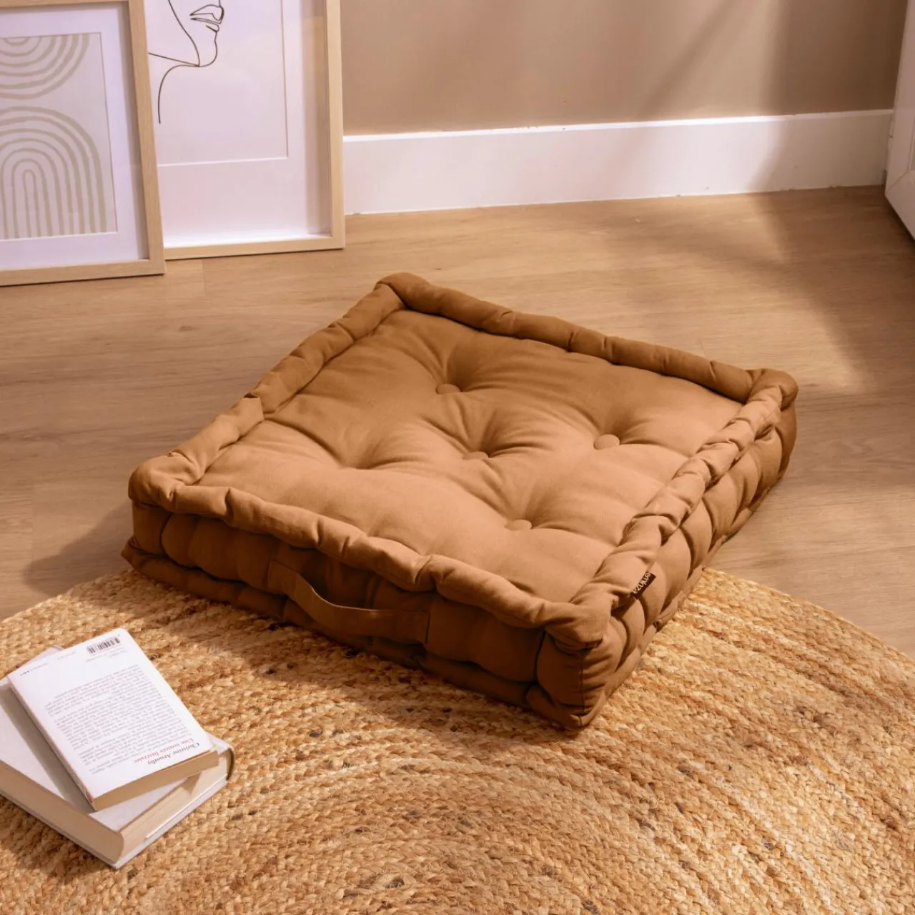 Coussin De Sol|EMINZA Coussin de sol coton (50 x 50 cm) Pixel Camel