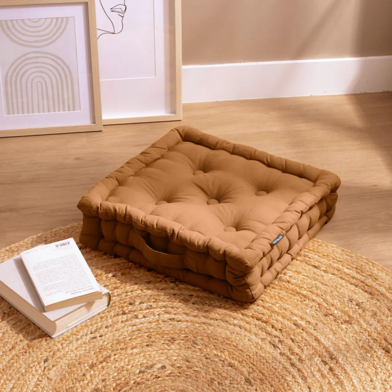 Coussin De Sol|EMINZA Coussin de sol coton (40 x 40 cm) Pixel Camel