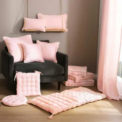 Coussin De Sol|EMINZA Coussin de sol coton (50 x 50 cm) Pixel Rose poudré