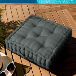 Accessoires Et Coussins|Coussin Déco D'Extérieur|EMINZA Coussin de sol extérieur capitonné (50 x 50 cm) Sunset Gris Anthracite