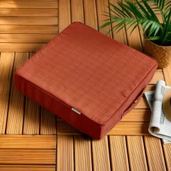 Accessoires Et Coussins|Coussin Déco D'Extérieur|EMINZA Coussin de sol extérieur déhoussable (45 x 45 cm) Sunset Terracotta