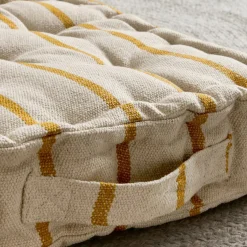 Coussin Déco D'Extérieur|Coussin Déco D'Extérieur|EMINZA Coussin de sol extérieur toile de coton (45 x 45 cm) Ocealys Jaune moutarde