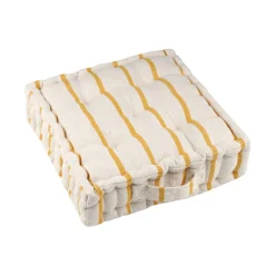 Coussin Déco D'Extérieur|Coussin Déco D'Extérieur|EMINZA Coussin de sol extérieur toile de coton (45 x 45 cm) Ocealys Jaune moutarde