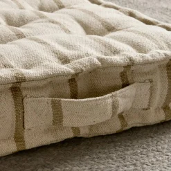Coussin Déco D'Extérieur|Coussin Déco D'Extérieur|EMINZA Coussin de sol extérieur toile de coton (45 x 45 cm) Ocealys Beige