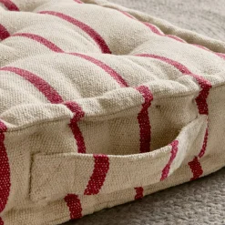 Coussin Déco D'Extérieur|Coussin Déco D'Extérieur|EMINZA Coussin de sol extérieur toile de coton (45 x 45 cm) Ocealys Rouge