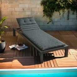 Coussin De Transat|Coussin De Transat Et Accessoire|EMINZA Coussin de transat capitonné (180 x 60 cm) Sunset Gris Anthracite