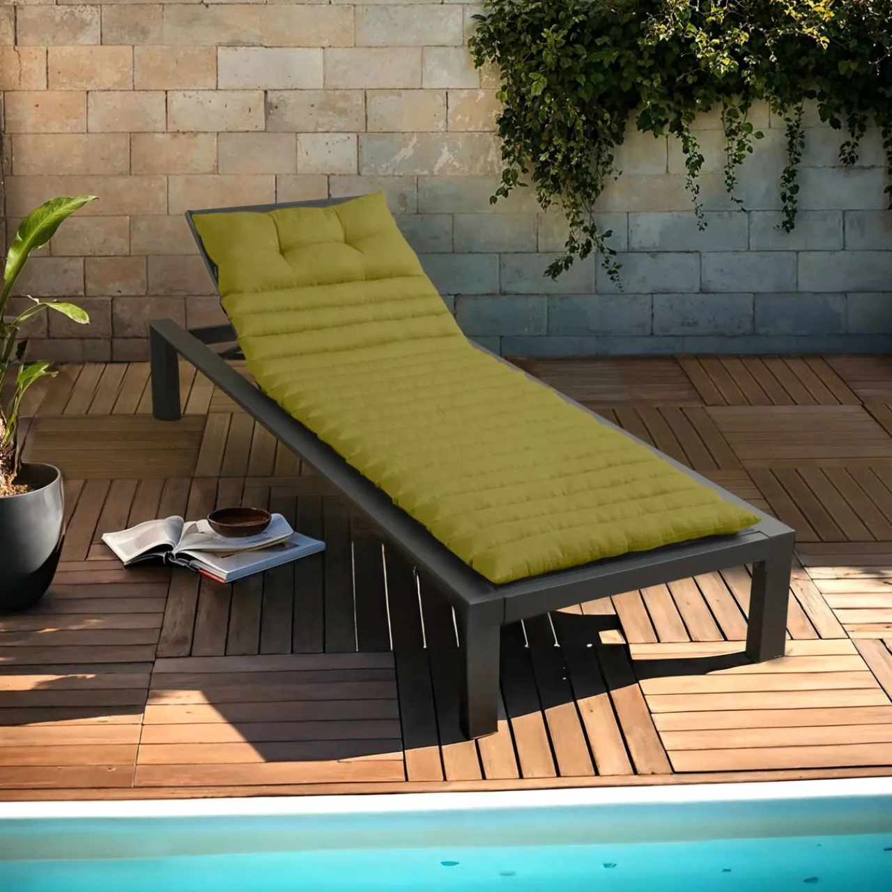 Coussin De Transat|Coussin De Transat Et Accessoire|EMINZA Coussin de transat capitonné (180 x 60 cm) Sunset Vert olive