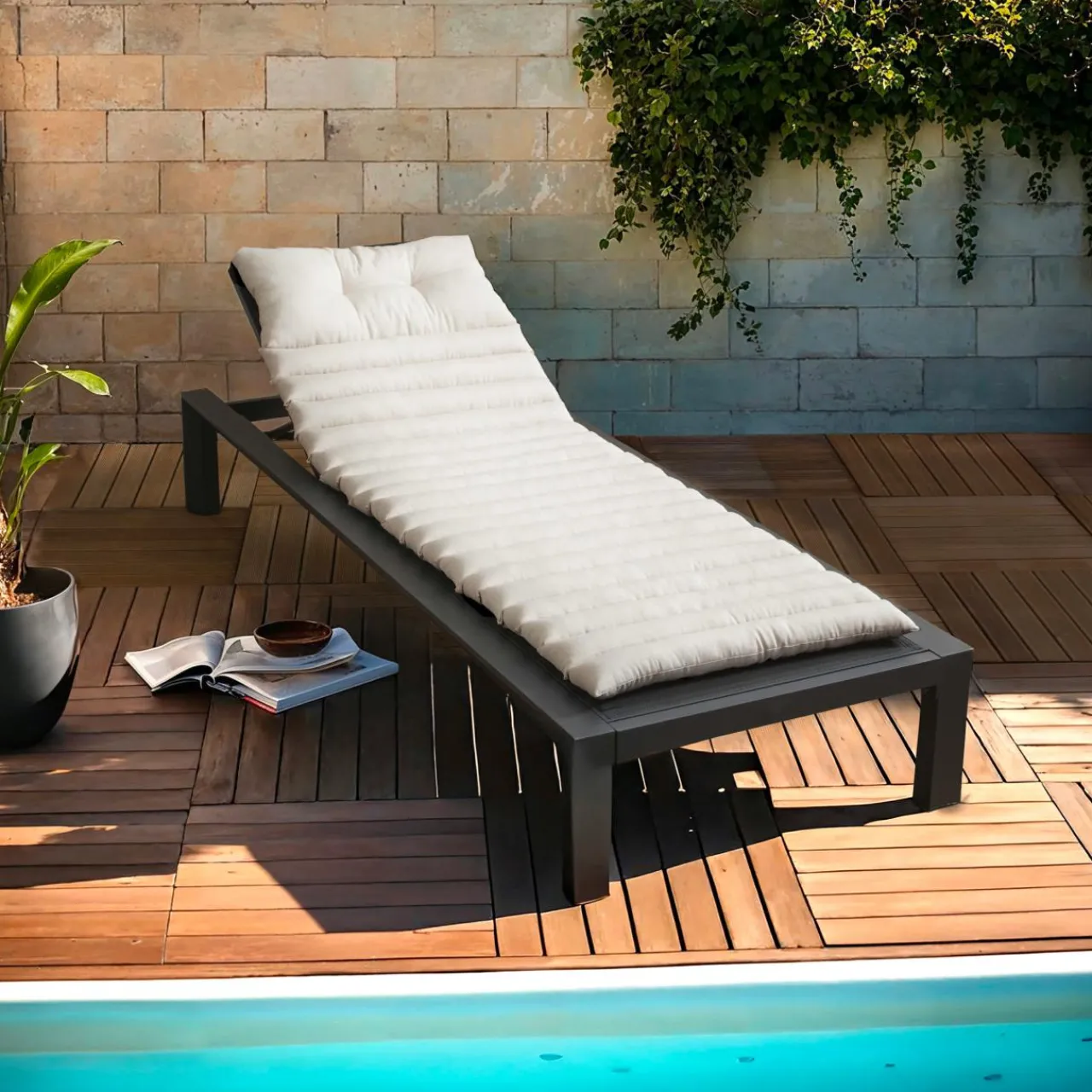 Coussin De Transat|Coussin De Transat Et Accessoire|EMINZA Coussin de transat capitonné (180 x 60 cm) Sunset Ecru