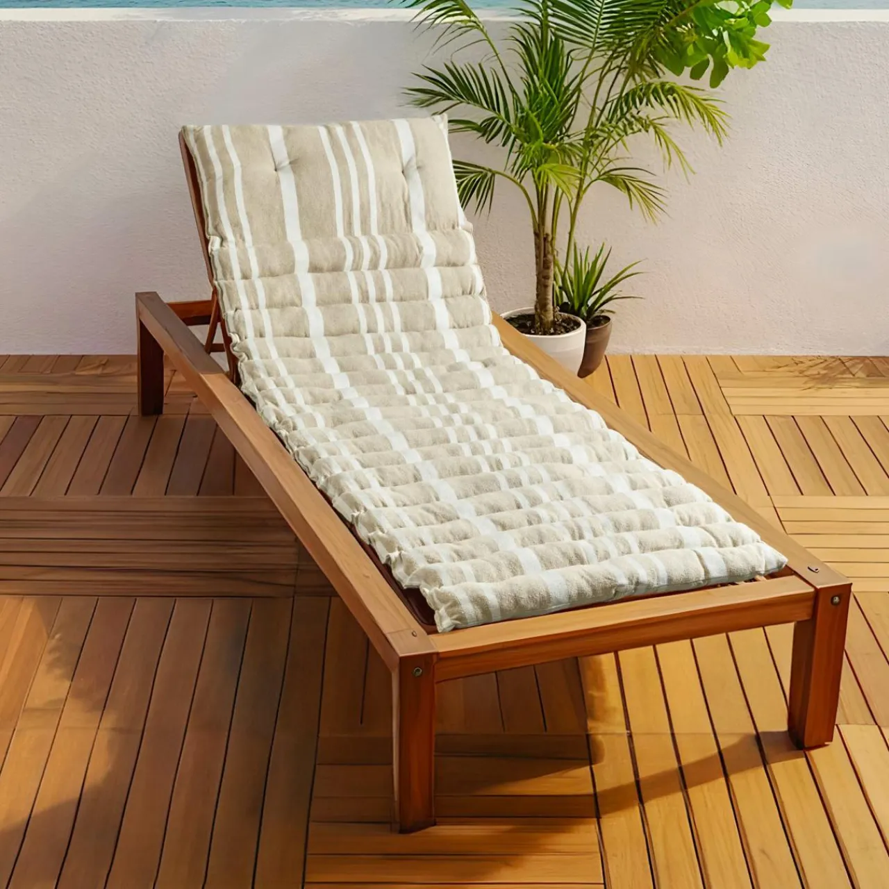 Coussin De Transat|EMINZA Coussin de transat enroulable (180 x 60 cm) Nautira Ecru