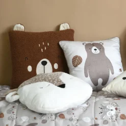 Coussin Et Plaid Enfant|Coussin Et Plaid Enfant|STOF Coussin enfant carré (40 x 40 cm) Gabin Taupe