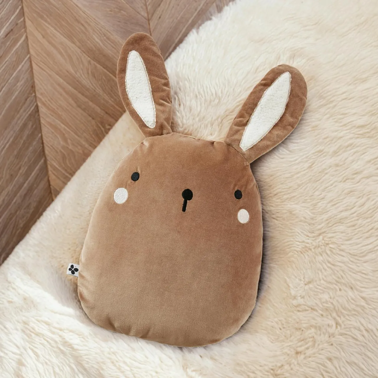 Coussin Et Plaid Enfant|Coussin Et Plaid Enfant|L'EFFET PAPILLON Coussin enfant lapin velours (40 x 45 cm) Pompon Marron