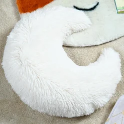 Coussin Et Plaid Enfant|Coussin Et Plaid Enfant|STOF Coussin enfant lune fausse fourrure (45 x 45 cm) Ferdinand Ecru