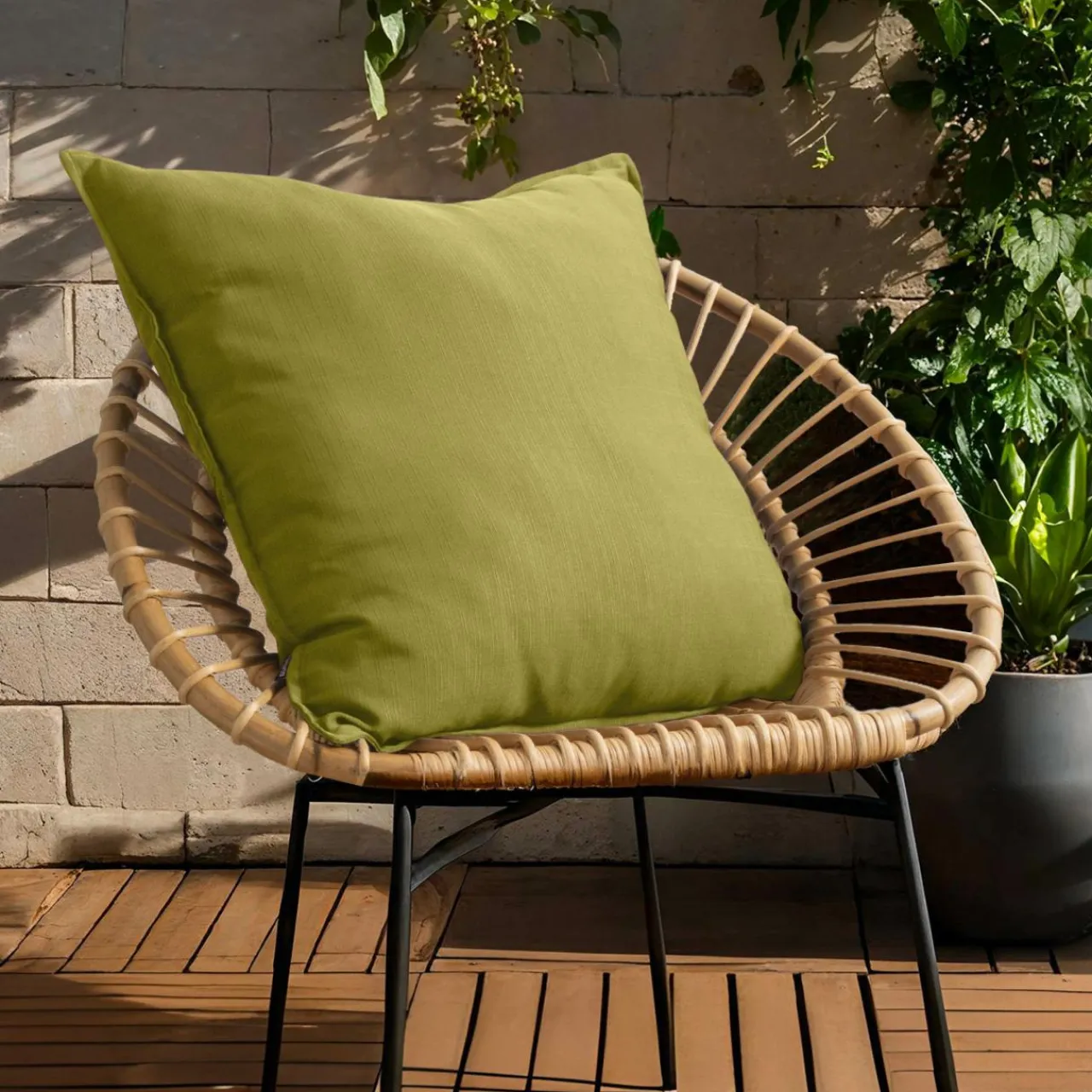 Accessoires Et Coussins|Coussin Déco D'Extérieur|EMINZA Coussin extérieur carré (60 x 60 cm) Sunset Vert olive