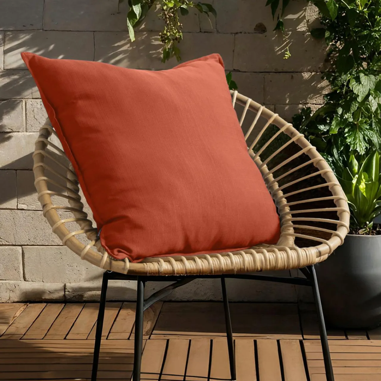 Accessoires Et Coussins|Coussin Déco D'Extérieur|EMINZA Coussin extérieur carré (60 x 60 cm) Sunset Terracotta