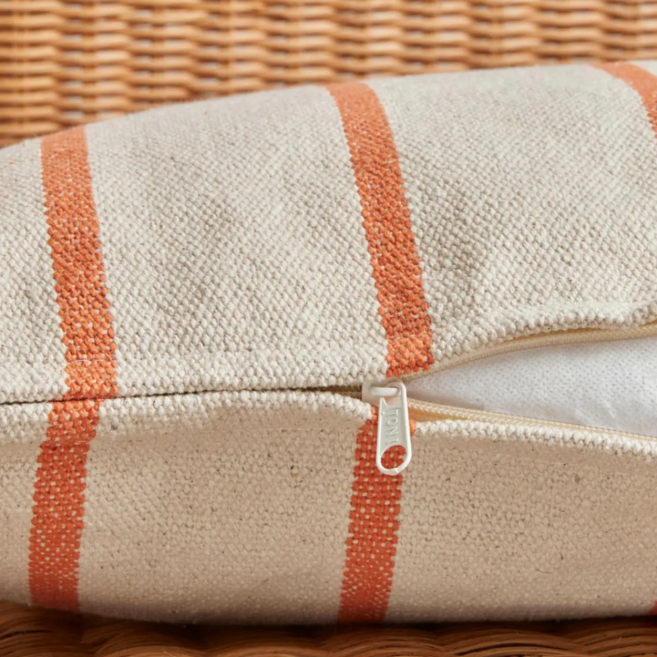 Coussin Déco D'Extérieur|Coussin Déco D'Extérieur|EMINZA Coussin extérieur carré toile de coton (50 x 50 cm) Ocealys Corail Orange