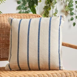 Coussin Déco D'Extérieur|Coussin Déco D'Extérieur|EMINZA Coussin extérieur carré toile de coton (50 x 50 cm) Ocealys Bleu marine