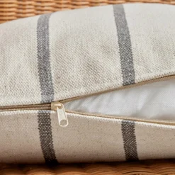 Coussin Déco D'Extérieur|Coussin Déco D'Extérieur|EMINZA Coussin extérieur carré toile de coton (50 x 50 cm) Ocealys Gris Anthracite