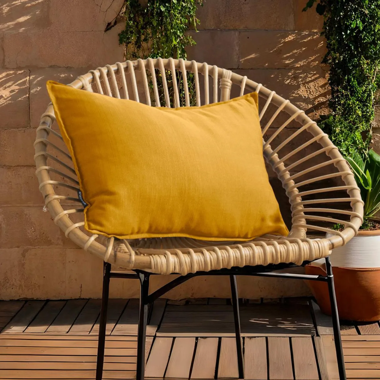 Accessoires Et Coussins|Coussin Déco D'Extérieur|EMINZA Coussin extérieur rectangulaire (40 x 60 cm) Sunset Jaune moutarde