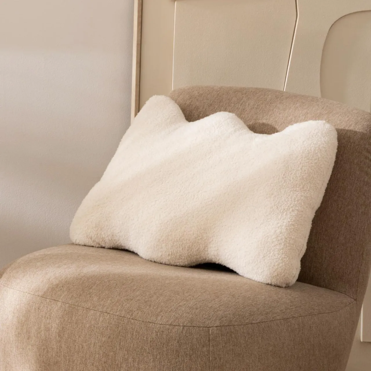 Coussin Et Housse|Atmosphera, cru017dateur d'intu017drieur Coussin rectangulaire bouclette (35 x 48 cm) Bliss Blanc