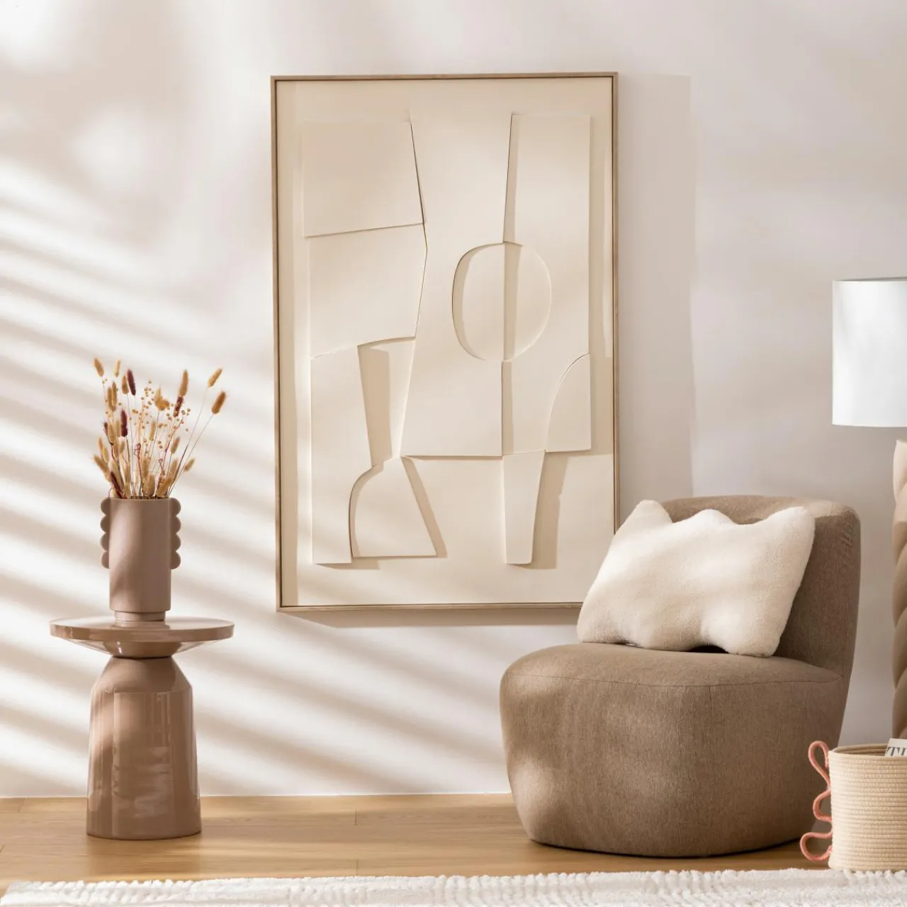 Coussin Et Housse|Atmosphera, cru017dateur d'intu017drieur Coussin rectangulaire bouclette (35 x 48 cm) Bliss Blanc