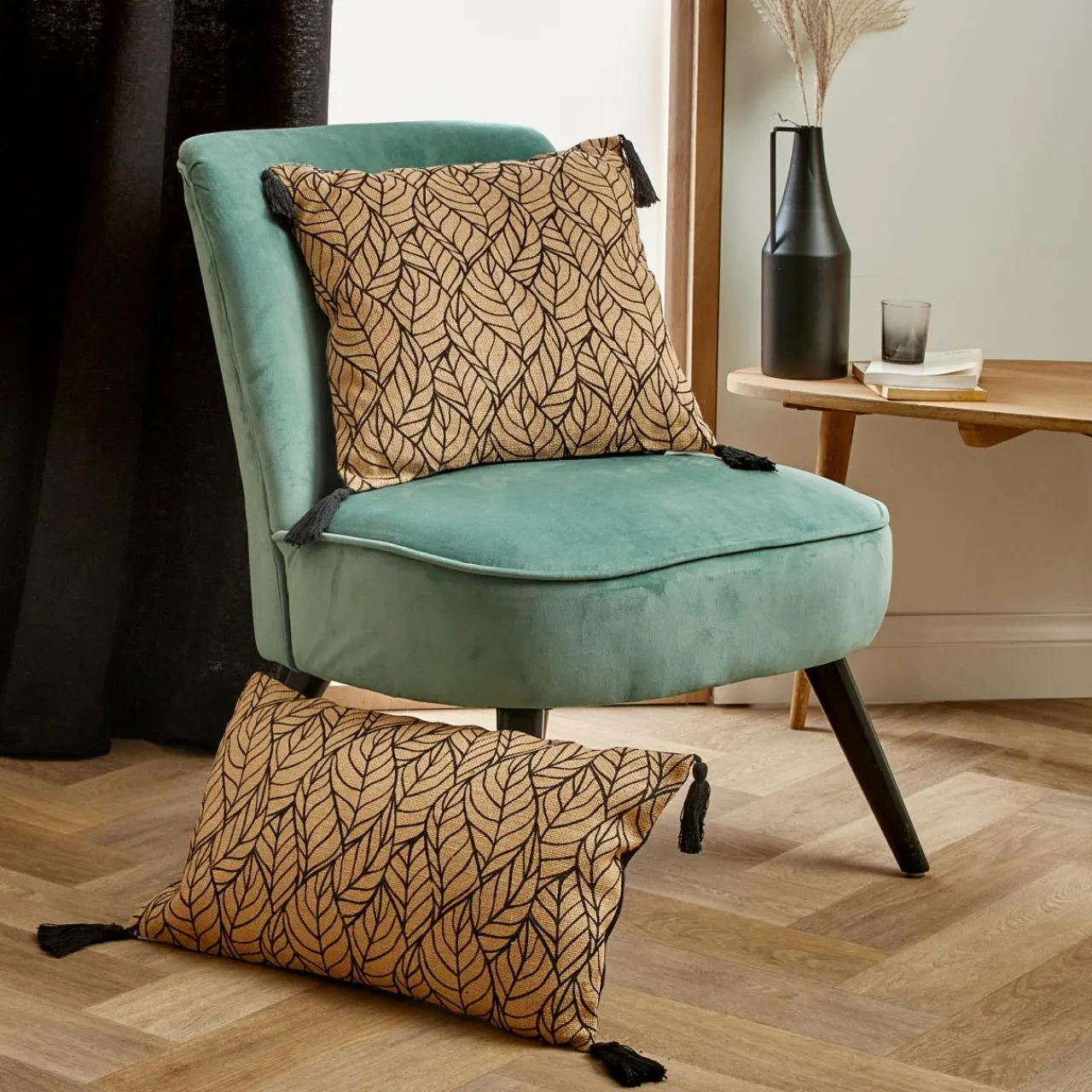 Coussin Et Housse|EMINZA Coussin rectangulaire coton et jute (30 x 50 cm) Nama Noir