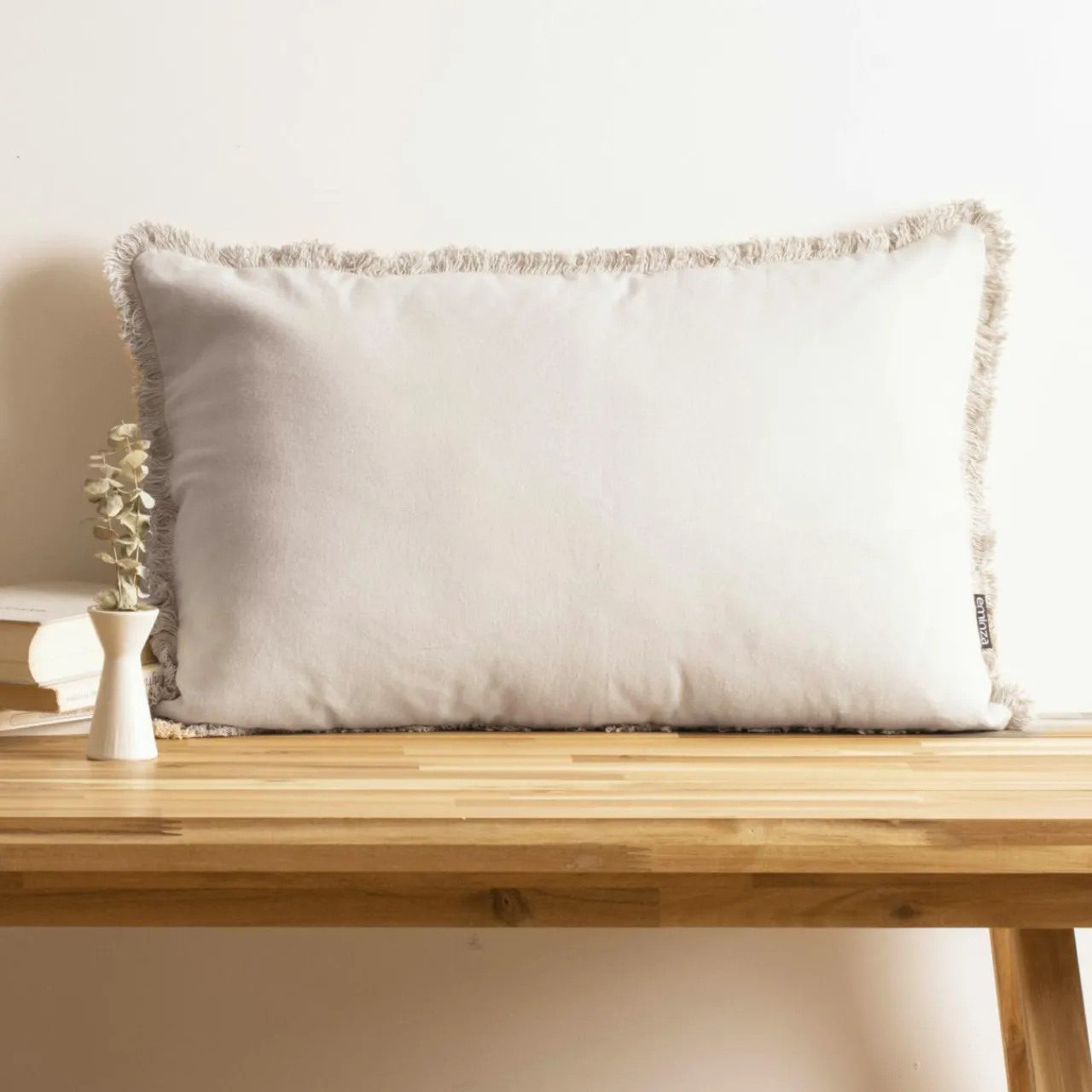 Coussin Et Housse|EMINZA Coussin rectangulaire coton (40 x 60 cm) Pixel franges Beige