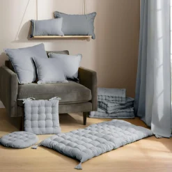 Coussin Et Housse|EMINZA Coussin rectangulaire coton (40 x 60 cm) Pixel franges Gris