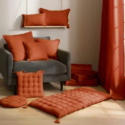 Coussin Et Housse|EMINZA Coussin rectangulaire coton (30 x 50 cm) Pixel Terracotta