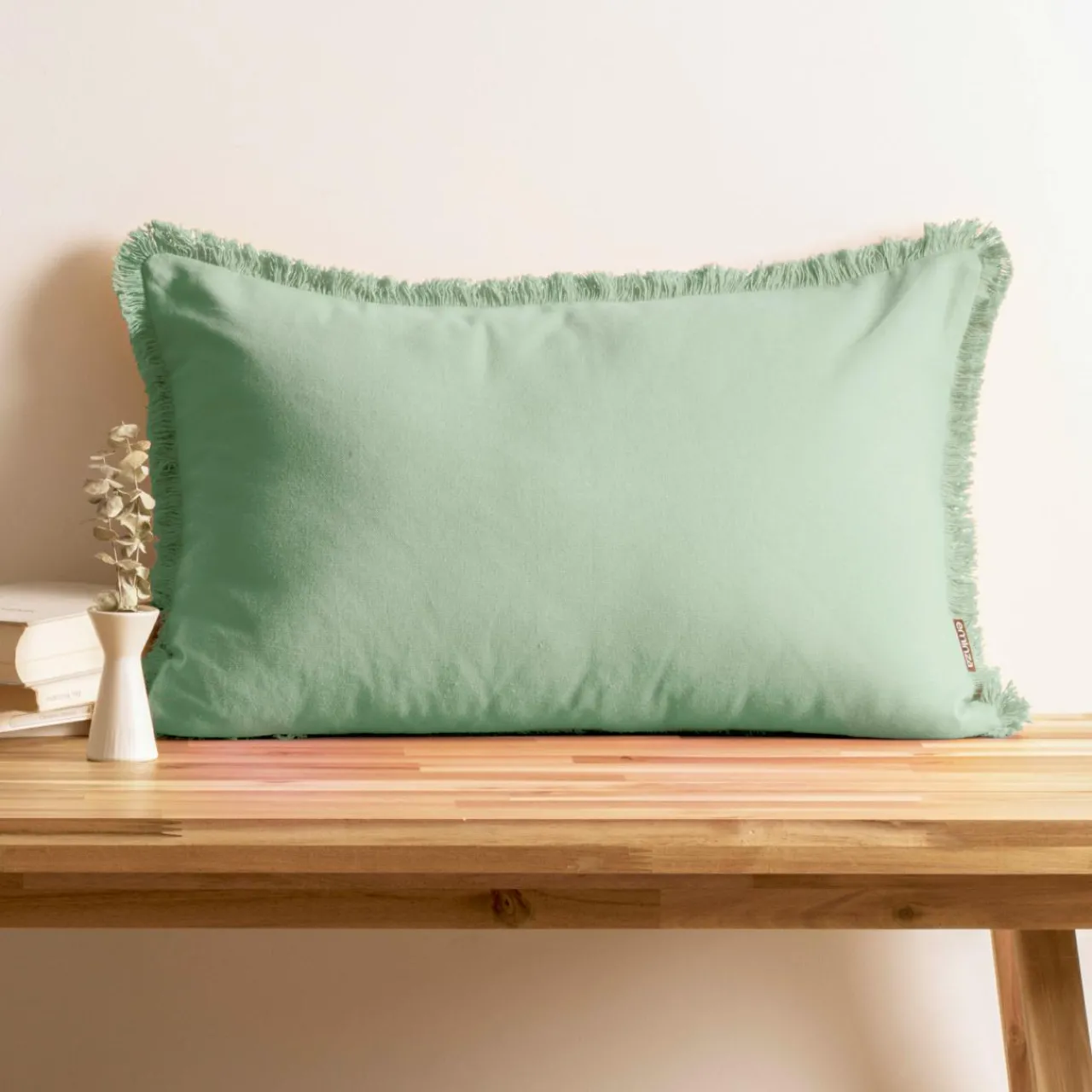 Coussin Et Housse|EMINZA Coussin rectangulaire coton (40 x 60 cm) Pixel franges Vert menthe