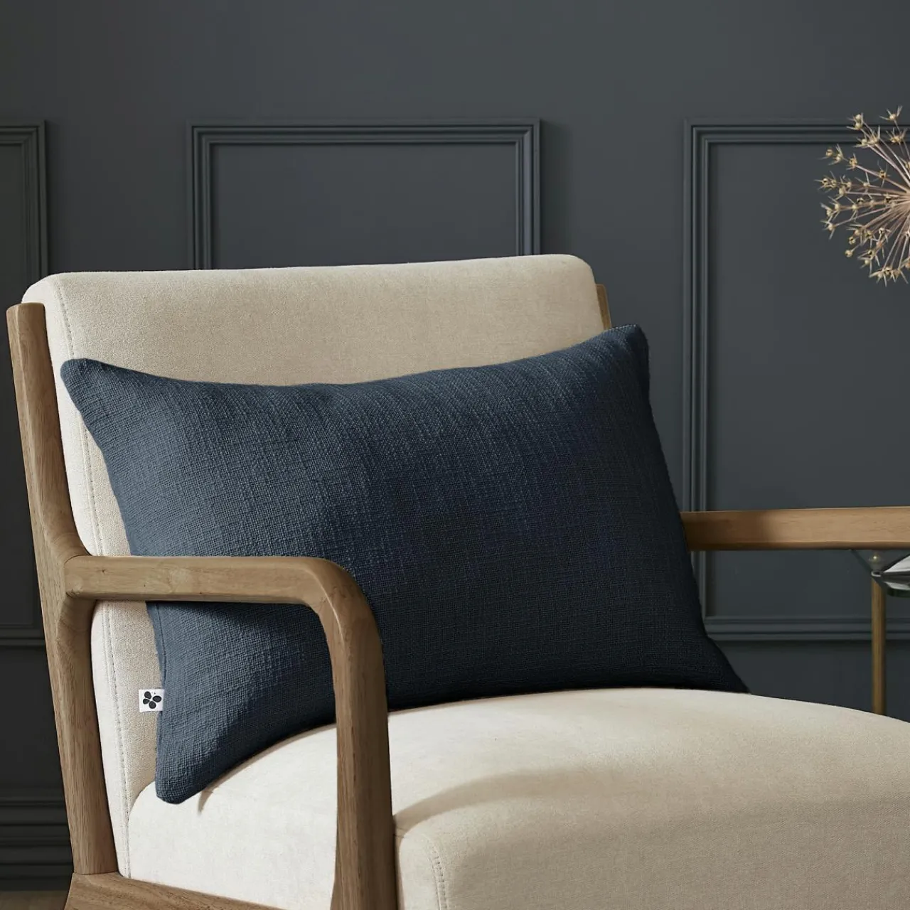 Coussin Et Housse|L'EFFET PAPILLON Coussin rectangulaire coton (40 x 60 cm) Sixtine Bleu nuit