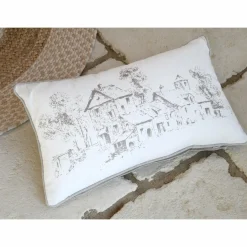 Coussin Et Housse|LOVELY CASA Coussin rectangulaire coton (50 cm) Sophie Ecru