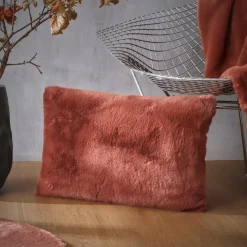 Coussin Et Housse|EMINZA Coussin rectangulaire fausse fourrure (40 x 60 cm) Finn Terracotta