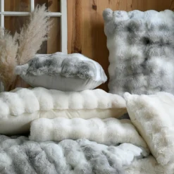 Coussin Et Housse|STOF Coussin rectangulaire fausse fourrure (50 x 80 cm) Nebraska perle Gris