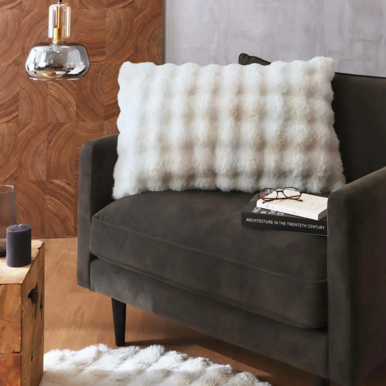 Coussin Et Housse|EMINZA Coussin rectangulaire fausse fourrure (50 x 80 cm) Toronto Ivoire