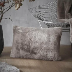 Coussin Et Housse|EMINZA Coussin rectangulaire fausse fourrure (40 x 60 cm) Finn Taupe