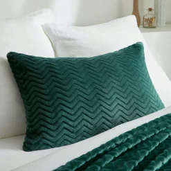 Coussin Et Housse|EMINZA Coussin rectangulaire flanelle (40 x 60 cm) Zag Vert