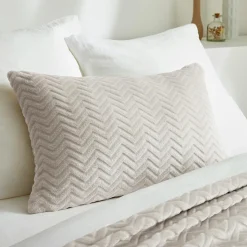 Coussin Et Housse|EMINZA Coussin rectangulaire flanelle (40 x 60 cm) Zag Ecru