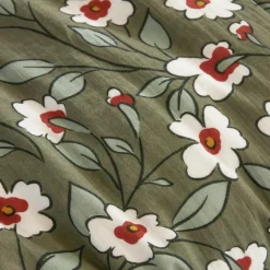 Coussin Et Housse|EMINZA Coussin rectangulaire gaze de coton (40 x 60 cm) Gaïa Marguerite Vert Romarin