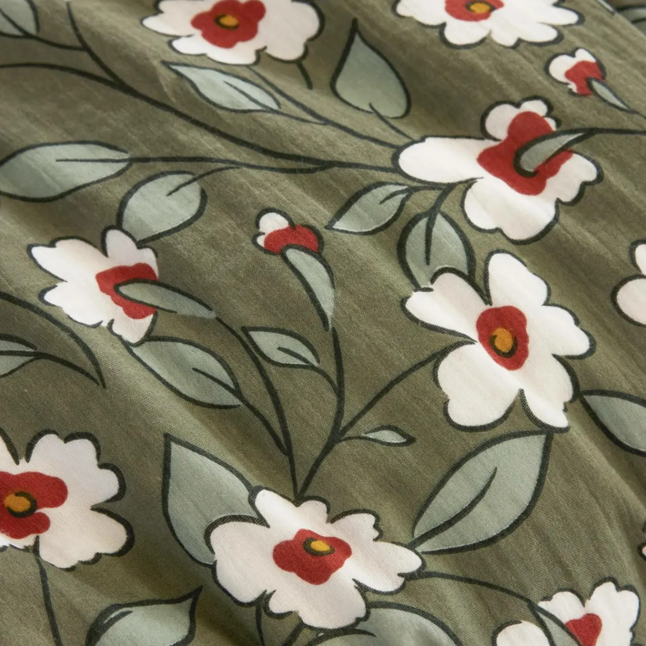 Coussin Et Housse|EMINZA Coussin rectangulaire gaze de coton (40 x 60 cm) Gaïa Marguerite Vert Romarin