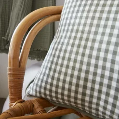 Coussin Et Housse|EMINZA Coussin rectangulaire gaze de coton (40 x 60 cm) Gaïa vichy Vert romarin