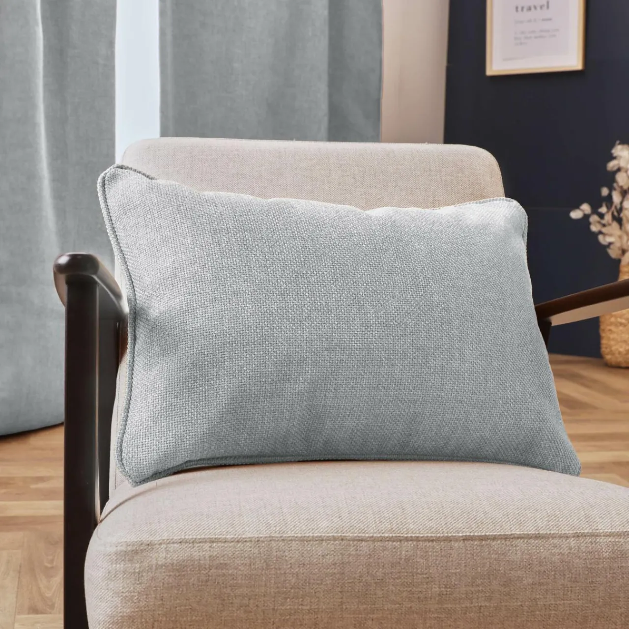 Coussin Et Housse|EMINZA Coussin rectangulaire tissé (40 x 60 cm) Alba Gris