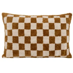 Coussin Et Housse|Atmosphera, cru017dateur d'intu017drieur Coussin rectangulaire tufté (38 x 58 cm) Damier Jaune ocre