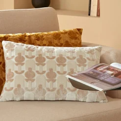 Coussin Et Housse|Atmosphera, cru017dateur d'intu017drieur Coussin rectangulaire velours (30 x 50 cm) Luna Ecru