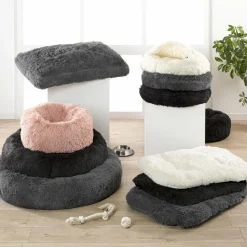 Panier, Coussin Et Plaid|LOVE STORY Coussin rond apaisant pour chat et chien Fluffy D95 cm Noir