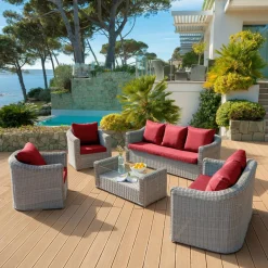 Accessoires Et Coussins|MOBELLIA Coussins de remplacement pour salon de jardin Calvi 7 places Rouge