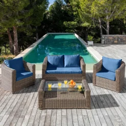 Accessoires Et Coussins|MOBELLIA Coussins de remplacement pour salon de jardin Calvi 4 places Bleu