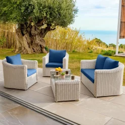 Accessoires Et Coussins|MOBELLIA Coussins de remplacement pour salon de jardin Calvi 4 places Bleu